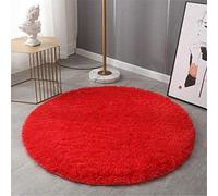 Indoor Round Area Rug, Hiser Modern Extra Soft Fluffy Long Carpet Living Room Shaggy Nursery Kids Playing Mat Bedroom Dining Room Floor Mat Home Decor (Red,140x140cm)