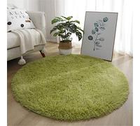 Indoor Round Area Rug, Hiser Modern Extra Soft Fluffy Long Carpet Living Room Shaggy Nursery Kids Playing Mat Bedroom Dining Room Floor Mat Home Decor (Green,60x60cm)