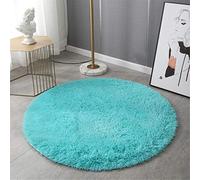 Indoor Round Area Rug, Hiser Modern Extra Soft Fluffy Long Carpet Living Room Shaggy Nursery Kids Playing Mat Bedroom Dining Room Floor Mat Home Decor (Blue,140x140cm)