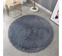 Indoor Round Area Rug, Hiser Modern Extra Soft Fluffy Long Carpet Living Room Shaggy Nursery Kids Playing Mat Bedroom Dining Room Floor Mat Home Decor (Gray,100x100cm)