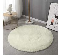 Indoor Round Area Rug, Hiser Modern Extra Soft Fluffy Long Carpet Living Room Shaggy Nursery Kids Playing Mat Bedroom Dining Room Floor Mat Home Decor (White,100x100cm)