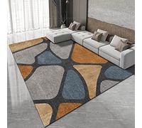 Indoor Rug 120cm x 180cm Area Rugs for Bedroom Anti Slip Modern Super Soft Thick Pile Small Fluffy Shaggy Rug Non Shedding for Kids Baby Room Nursery Black Gray Brown Abstract Pebbles