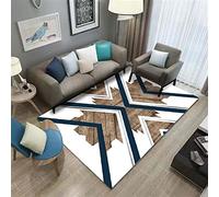 Indoor Rug 120cm x 180cm Area Rugs for Bedroom Anti Slip Modern Super Soft Thick Pile Small Fluffy Shaggy Rug Non Shedding for Kids Baby Room Nursery White Brown Blue Geometric Wood Grain