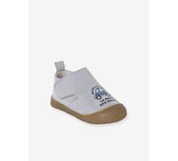 Indoor Shoes in Smooth Leather with Hook-&-Loop Strap, for Babies printed blue