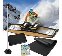 Indoor Simulated Ski Machine,3D Cross Trainer, Ski Exercise Equipment,Strength and Balance Training Tool Set,150kg/330lbs Load,for Waist,Abdomen and Leg Training,with Ski Poles and Mats