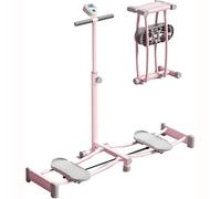 Indoor Simulated Ski Machine, Exercise Trainer with Poles and Mats,Multifunction Cardio(Pink)