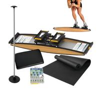 Indoor Simulated Ski Machine Glutes Workout Equipment Body Balance with ski Poles and mats,150kg Load, for Waist Abdominal and Leg Training Strength