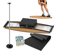 Indoor Ski Exercise Machine, Cross Trainer for Strength and Balance Training with Walking Stick and Floor Mat - 150 kg Load