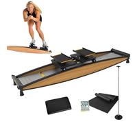 Indoor Ski Simulator Training, Cross Trainer Exercise Machine, 330 Lbs Weight Capacity, Full Body Workout For Core Strength & Balance Training With Ski Poles & Mat