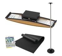 Indoor Ski Trainer, Ski Machine Indoor Simulated with Walking Stick & Mat, Exercise Equipment, Freely Adjustable Resistance 0-100kg