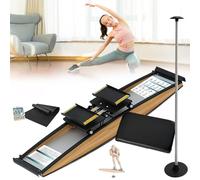 Indoor Ski Training Equipment, Balance Workout Indoor Ski Simulator, Skiing Machines for Exercise with Poles and Mats, Adjustable Resistance