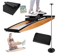 Indoor Skiing Simulator, 3D Cross Trainer, Ski Training Machine for Home Gym, 150kg Load, Adjustable Resistance, with Ski-Poles and Mats