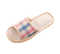 Indoor Slippers Women and Men Cotton Flax Casual Soft Light Open Toe Slippers Comfortable Slippers Non-Slip Linen Slippers for Outdoor Memory Foam Hat Shoes, pink, 5/6 UK