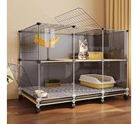 Indoor Small Animal Playpen with Lid, Roller Cage for Ferrets, Chinchillas, Rabbits, and More