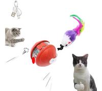 Indoor smart spherical cat toy, a favorite for cats with touch sensor activation. It rolls with built-in lights to attract pets better, perfect for cat self-play and relieving boredom. (red)