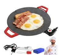 Indoor Smokeless Electric Griddle, 2026 Upgraded Compact Fast-Heating Tabletop Nonstick Grill Pan For Steaks, Burgers, Pancakes, Bbq, Everyday Indoor Cooking & Family Meals (28CM)