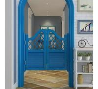Indoor Solid Wood Saloon Swing Door with Hinges & Auto Close, Bar Door for Malls & Kitchens, Blue, W 32 x H 39in, Perfect for Partitions & Parlors