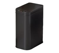 Indoor Stainless Steel Automatic Trash Can, Soft Close Touchless Garbage with Inner Liner, Modern Narrow Metal Bin for Bathroom, Kitchen, Living Room Dumpster(Black,L)