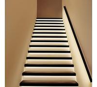 Indoor Stair Handrail with LED Warm Light, Wall-Mounted Safety Rail for Home Staircases