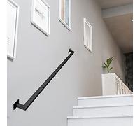 Indoor Stair Handrails, Black Wrought Iron Railing for Stairs, 1ft-20ft Length, Wall Mount Support, Durable Metal Banister for Safety and Stability