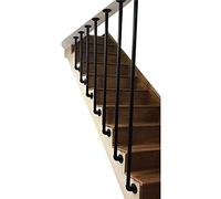 Indoor Stair il - Modern L-Sd Banister Guardrail for Safe - Black Metal Step Railing for Corridor & Attic - 140cm (4.6ft) Protective Fence