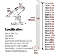 Indoor Stair Railing Baluster Kit - White Square Metal Spindles with 270° Adjustable Brackets, Cuttable Design for Custom Fit, Perfect for Staircase and Banister Upgrade (1 Pack)