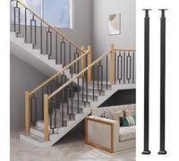 Indoor Stair Railing Balusters Metal Deck Spindles for Home Remodeling 33.5in Tall Guardrail Post (Black A2 Pack of 2) Indoor & Outdoor Use