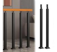 Indoor Stair Railing Kits 60cm/24inch - 2 Pack Black Metal Baluster Posts for Staircases, Decks, Patios, Balconies & Outdoor Decor - Durable Safety & Stylish Design