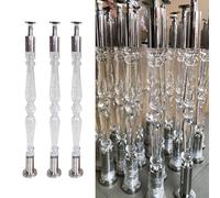 Indoor Stairs Balusters 80 85 90 95 100 cm, Porch/Deck/Stair Spindles Acrylic & Silver Stainless Steel, Floor Balusters for Staircase Interior Exterior(3pcs,95cm(37 3/8"))