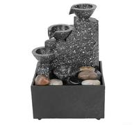 Indoor Tabletop Fountain Water Feature with LED Lights and Stones, USB Home Decor for Bedroom Living Room Office