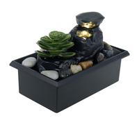 Indoor Tabletop Fountain Water Feature with LED Lights, USB Charging Desktop Waterfall Fountain, Sound Relaxation Creative Zen Meditation Fountain Decor for Table Office Home Bedroom(Style 3)