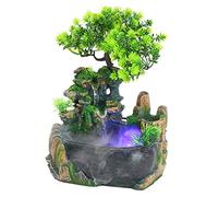 Indoor Tabletop Fountains, Rockery Water Waterfall Plants Desktop Fountain Atomizing Humidifier Fountain Home Office Desktop Decorations Automatic Pump with Power Switch