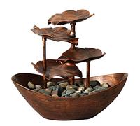 Indoor Tabletop Water Feature 4-Tiers Small Waterfall Fountain USB Desk Fountain Automatic Pump with Power Tabletop Fountain Indoor with LED Lights
