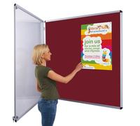 Indoor Tamperproof Lockable Noticeboard, Burgundy, 1200 x 1200 mm, Felt Pinboard, Aluminium Frame with Double Locks and Keys - Ideal for Office, School & Healthcare Displays