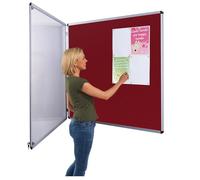 Indoor Tamperproof Lockable Noticeboard | Burgundy Felt | 900 x 900 mm | with Double Locks & Keys - Ideal for Office, School Displays, Venues, Family centres