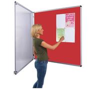 Indoor Tamperproof Lockable Noticeboard | Red Felt | 900 X 900 MM | with Double Locks & Keys | - Ideal for Office, School Displays, venues, Family centres