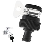Indoor Tap Connector 14-22mm Mixer Tap Connector Round for Hose Pipe Threadless Faucet Adaptor Threadless Kitchen Water-taps Adjustable Stainless Steel Collar Easy Tight Connection for Less 22mm Tap.