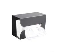 Indoor tissue box rack with inverted wall mounted design, crafted from rust resistant aluminum to save space and hold tissues or small towels (Grey)