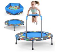 Indoor trampoline for children, trampoline for children with ball pit - birthday gift for boys and girls from 1 to 8 years, ball pit with one hundred balls