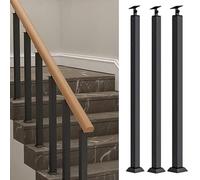 Indoor Transition Stair Baluster Posts - Square Metal Railing Spindles, with 270° Adjustable Railing Spindles, Villa Loft Balcony Support Rod, Deck Steps Outdoor Decor(3PCS,100cm)