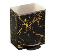 Indoor Trash Can Modern Luxury Marble Patterned Trash Can with Lid,Stainless Steel Step-on Garbage Bin with Soft Close Lid, Foot Pedal and Inner Bucket for Home, Office Kitchen(Black Gold,12L)