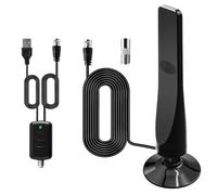 Indoor TV Aerial 4K/1080P HD with Signal Booster for Smart TV, High Gain 50-Mile Digital Antenna with Magnetic Base, Waterproof for Indoor/Outdoor, Freeview HD Aerial for UK TV