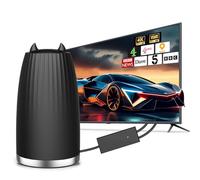 Indoor TV Aerial, 560+ Miles Range Digital TeleVision Aerial for Smart TV with Signal Booster, HD Antenna for Local Channels, Support 4K 1080P, with18ft Coaxial Cable,Support All TeleVision Black