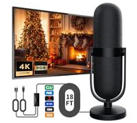 Indoor TV Aerial,560+ Miles Range TV aerial Indoor with Amplifier Signal Booster,Ariels for Smart and Older TV's,Digital Aerial Supports 4K 1080P HD Local Channels & 18ft HD Cable