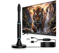 Indoor TV Aerial, Amplified Digital Antenna with 16Ft Coaxial Cable, 650+ Miles Smart IC Signal Booster for UK Local Freeview 4K 1080P HD, Magnetic Base for Apartment and Bedroom(Large)