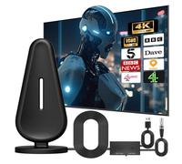 Indoor TV Aerial, Digital TV Aerial with 560+ Miles Range Reception for Local Channels, 4K 1080P HD TV Antenna with 18ft Coaxial Cable Amplifier Signal Booster Support All Television for Smart TV