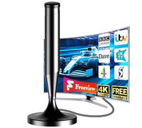 Indoor TV Aerial for Freeview & Freeview HD, Digital HD TV Aerial with 360° Reception, Magnetic Base, Strong Signal, Supports 4K/1080P, Easy Setup for Smart & Older TVs, 5m Cable
