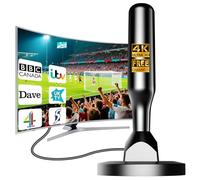 Indoor TV Aerial for Freeview HD, Digital HDTV Antenna with Magnetic Base, Multi-Directional UHF/VHF Reception, 4K & 1080P Ready, Plug & Play for Smart TVs, Older TVs & DVB-T/T2, 5M Coaxial Cable