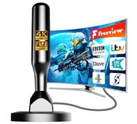 Indoor TV Aerial for Freeview - Long Range 360° Digital TV Aerial with Magnetic Base, Strong VHF/UHF Reception, Supports 4K/1080P HD for Smart & Older TVs, Easy Setup, 5m Coax Cable