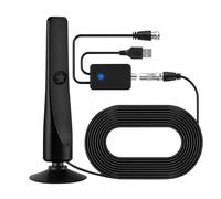 Indoor TV Aerial for Smart TV, Freeview Digital Antenna with Amplifier, 360° Reception, Magnetic Base, 9.8ft/3m Coaxial Cable, Plug and Play for Bedroom, Caravan and Home